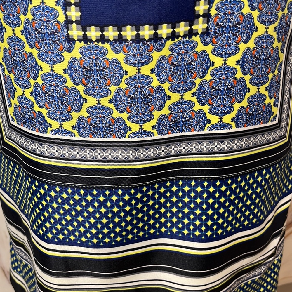 The Limited Retro Print Zippered 3/4 Sleeve Dress Navy and Multi Pattern SZ XS - Picture 3 of 15